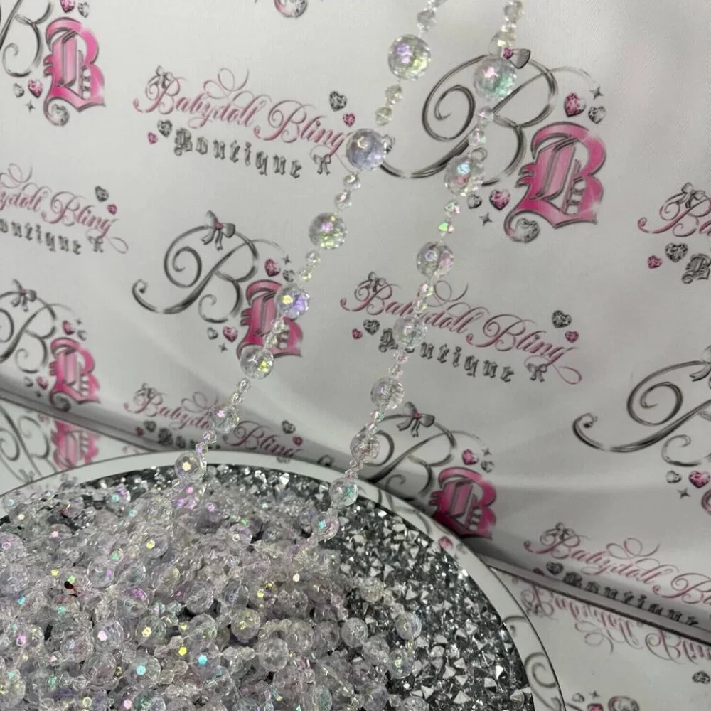 Crystal Beaded Garland 3 strings worth decor crystal shimmer holographic elegant